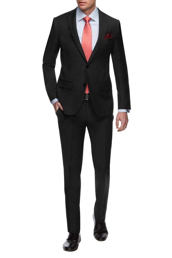 Roman Daniels | Pure Wool Suit. Slim Fit. Black Textured Roman Daniels | Pure Wool Suit. Slim Fit. Black Textured