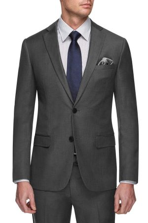 Tailored Fit. Mid Grey Pure Wool Suit