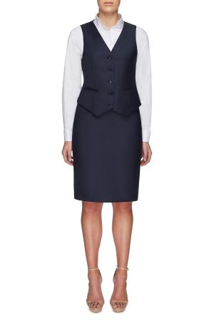 Super 120s Pure Merino Wool Vest - Gun Metal Blue