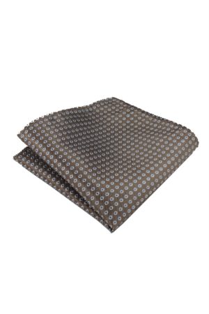 Taupe Hanky with Sky White Dots