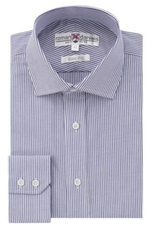 Pure Cotton, Regular Cuff, Slim Fit - Blue Stripe