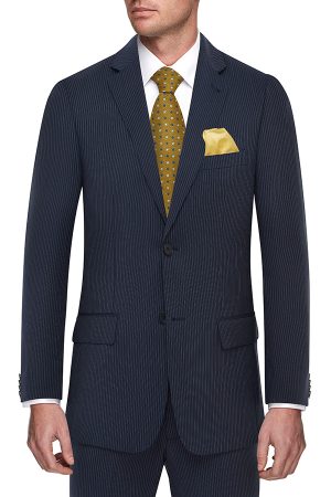 1 Trouser Pure Wool Suit - Navy Pinstripe