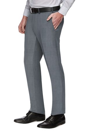 Mens Sky Blue Melange Pure Wool Trousers