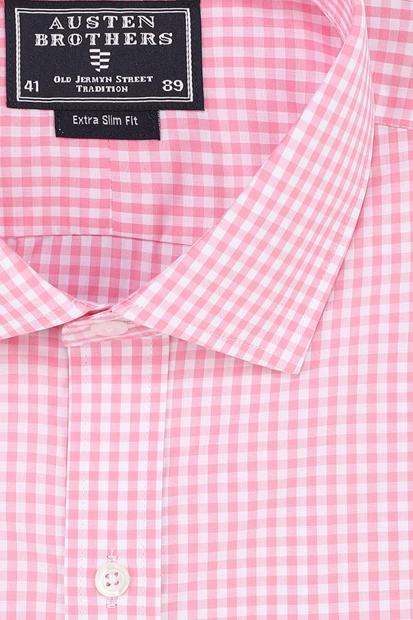 Roman Daniels | Pink Check, Extra Slim Fit, Button Cuff shirt Roman Daniels | Pink Check, Extra Slim Fit, Button Cuff shirt
