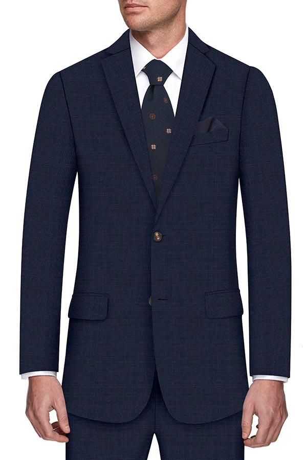 Super 130 Navy Check 1 Trouser suit