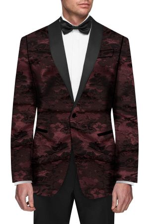 Mens Pure Wool Burgundy Dinner Jacket