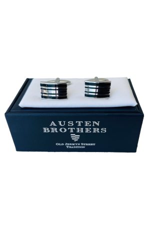 Stainless Steel Black Stripe Cufflinks