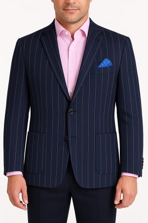 Mens Pure Cotton Navy Stripe Jacket
