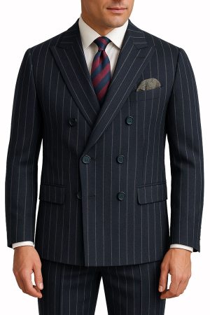 Super 130 Navy Striped Suit